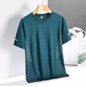 Liu Ming barato personalizado al por mayor ropa de verano para hombres seda de hielo transpirable cuello redondo manga corta Spandex camisetas deportivas - Product Image 4