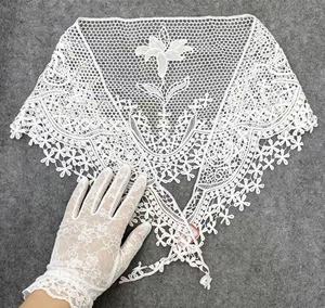 Pañuelo triangular de encaje al por mayor, estilo coreano, retro francés, de seda blanca, accesorio para cinturón, falda o capas. - Product Image 6