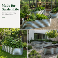 Jardinière surélevée en acier galvanisé, bac à fleurs ovale, rond, carré, extra large, portable, résistant à la décomposition, pour extérieur