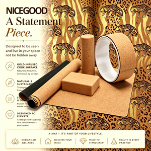 Nicegood Lasergravierte Maßgeschneiderte 100% Natürliche Kork-Gummi Yogamatte Umweltfreundliche Erdungs-Yogamatte - Product Image 2