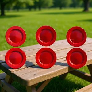 Assiettes de présentation jetables Excelsa, lot de 6, en plastique rouge, diamètre 33 cm - Product Image 3