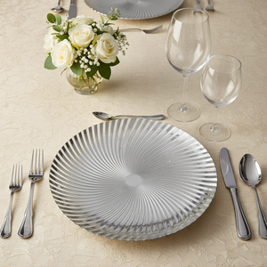 Assiettes de présentation rondes <span class=keywords><strong>élégante</strong></span>s en plastique PP doré, durables, de 13 pouces, avec motifs personnalisés pigmentés, pour mariages - Vente en gros 2026 - Product Image 1