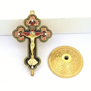 Stand Crucifix with Base 3.6inch Metal Catholic Jesus Cross for Home Chapel Decoration Religious Crafts