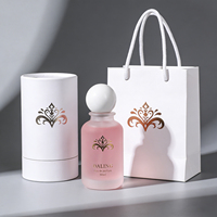 Échantillon gratuit, logo personnalisé, flacons de parfum en verre transparent gris de luxe, cylindriques, grands, vides, 50 ml, avec boîte