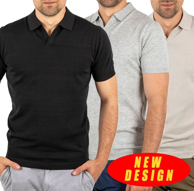 Top Seller productos último diseño tallas grandes polos de punto 30% seda 70% algodón estilo Casual Polo manga corta Camiseta para hombres