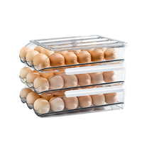 Porte-œufs rectangulaire transparent en plastique moulé par injection, lot de 3, boîte de rangement alimentaire pour réfrigérateur, bac à œufs avec couvercle