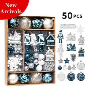 2023 New arrivals bán buôn Xmas Phụ Kiện Màu Xanh nhựa đồ trang trí tùy chỉnh giáng sinh quả bóng cho cây trang trí