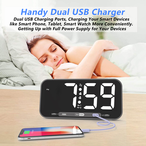 Wecker — affichage LED numérique, Port usb 2 alarme, connexion facile à lire - Product Image 2
