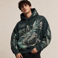Sweat à capuche personnalisé pour homme, impression DTG, effet délavé, style gothique streetwear, sans coutures, 500 g/m², coupe ample