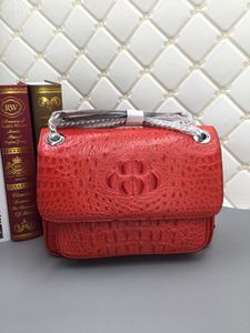 Sac à rabat en cuir de crocodile violet avec chaîne, élégant sac à main pour femme, style usage quotidien - Product Image 3