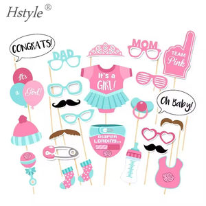 Hstyle Los más vendidos Es una niña Baby Shower Fiesta de cumpleaños Género Reveal Photo Gorgeous Booth Props Pink Set en un palo - Product Image 3