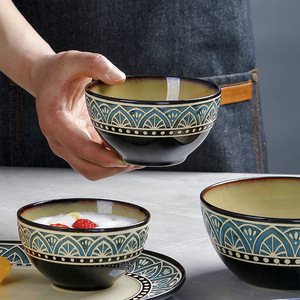 Service de table en céramique bohème exotique avec motif géométrique marocain, pour les soirées à thème et les banquets bohèmes - Product Image 5