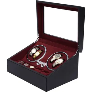 Luxury Automatic Watch Winder Box with Blue LED Light Watch Display Case Super Quiet for Lady and Men