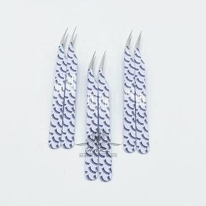 Pinzas de extensión de pestañas de acero inoxidable personalizadas, Punta puntiaguda fina para fibra de volumen, uso de cejas, papel de impresión de pestañas recubierto - Product Image 6