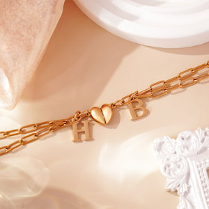 Custom Initial 316L Stainless Steel Women's Fashion Bracelet & <b>Bangles</b> Paperclip Bf And Gf Bracelet Magnetic Heart <b>for</b> Women <b>Men</b> - Product Image 3