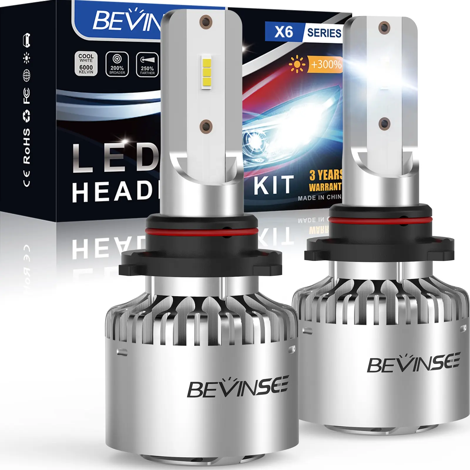 Bevinsee 2x 8000LM 6000K LED 9006 bola lampu depan HB4 LED bola lampu kabut untuk VW untuk Passat 3C2 3C5 2005-2010 2011