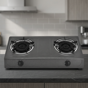 High End Stainless Steel Portable 2 Burner Gas <b>Cooktop</b> with Knob Control Electronic Ignition and No Plug Required - Product Image 2