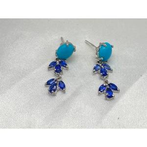 HOt sellingLuxury KYNITE, <b>TURQUOISE</b> <b>Earring</b> Set 925 SterlingSilver, Gift Party Wedding AnniversaryEngagement ReligiousCeremonies - Product Image 1