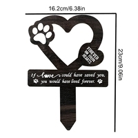 Plaque commémorative funéraire en bois pour animaux de compagnie avec design Art Déco pour cimetière ou décoration de jardin, avec empreinte de patte d'animal intégrée