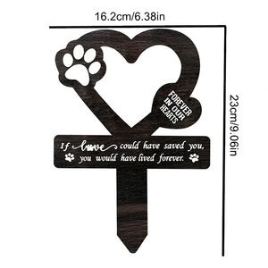 Plaque commémorative funéraire <span class=keywords><strong>en</strong></span> <span class=keywords><strong>bois</strong></span> pour animaux de compagnie avec design Art Déco pour cimetière ou décoration de <span class=keywords><strong>jardin</strong></span>, avec empreinte de patte d'animal intégrée - Product Image 2