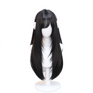 Perruque ND Brand marron clair Lolita sans dentelle, frange oblique 'Nanyuan', couvre-tête complet, <span class=keywords><strong>cheveux</strong></span> longs et raides naturels, perruque de cosplay 130% - Product Image 3