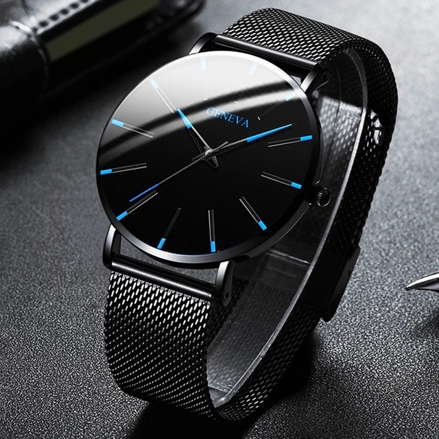 2025 Latest Minimalist Men's Fashion Ultra Thin Business Antique Stainless Steel Mesh Belt Quartz Watch (KWT2236)