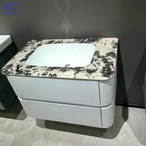Mueble de Baño Flotante Rectangular Moderno con Cajones de Cierre Suave y Encimera de Granito Resistente al Agua para Remodelación de Baños Pequeños en Villas - Product Image 2