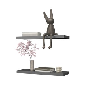 Matt Grey <b>Floating</b> Shelf Wall Mount Minimalist Modern Display Rack For Home Office Decor - Product Image 4