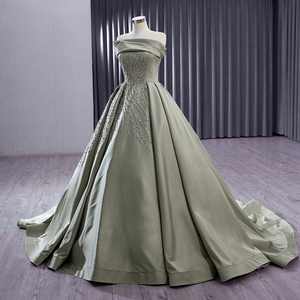 Robes de soirée pour femmes, modernes, faites à la main, sans manches, en satin, avec des paillettes et des perles, style Aline, RSM241011 - Product Image 4