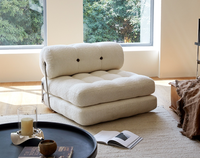 Sofá Cama Plegable de Metal Minimalista Moderno para Personas que Buscan Comodidad, con Cojín de Tela, Portátil, para Uso en Hoteles y Salas de Estar, Reclinable