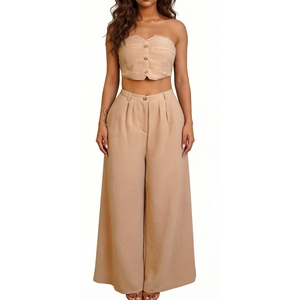 Women's Fashion <b>Sexy</b> Stretch Halter Top Vest Wide-Leg Pants Fashion 2-Piece <b>Set</b> Fashion - Product Image 6