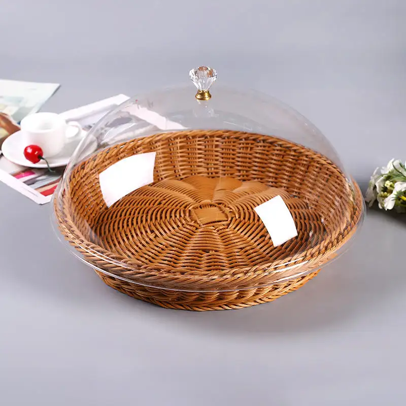דלפק לחם המארגן סל מגש מטבח ארוגים יפני חלול עץ פלסטיק פרטן חלול עץ עם מכסה