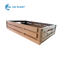 Caisse à fruits pliable en plastique imitation bois, panier à légumes repliable pour le stockage et l'organisation des produits frais en supermarché