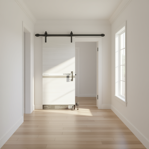 Kit de rail coulissant pour porte de grange moderne CRAZY ELF 28x72 pouces en mélamine, quincaillerie de porte intérieure avec poignée de traction - Product Image 2