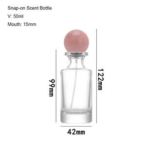 Compre Botellas de Perfume de Vidrio de Lujo Únicas de 30 ml, 50 ml y 100 ml, Botella de Vidrio Redonda Ecológica para Fragancias con <span class=keywords><strong>Boca</strong></span> de 15 mm Sin Tapa - Product Image 4
