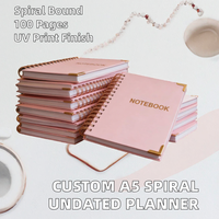 Agenda personnalisé A5 à spirale avec couverture en papier, non daté, hebdomadaire/mensuel, carnet de notes (100 pages)