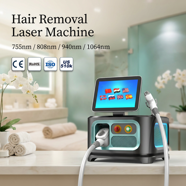 Best Selling 808 Diode Laser Hair Removal Machine Painless 3 Wave 3 in 1 Beauty Equipment FAC Technology, Ice Platinum