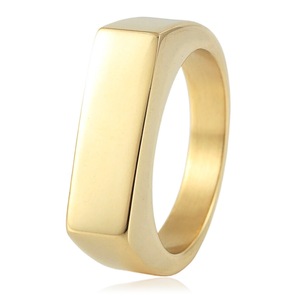 yunnique <b>Titanium</b> Steel Rectangular <b>Ring</b> Gold Geometric Women's Fashion Jewelry Gift - Product Image 1
