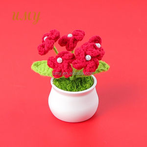 Flores de Ganchillo de <span class=keywords><strong>Lana</strong></span> Piante, Listas para Usar, Venta al por Mayor, Navidad, Graduación, Año Nuevo Chino, con Flores y Hojas - Product Image 5