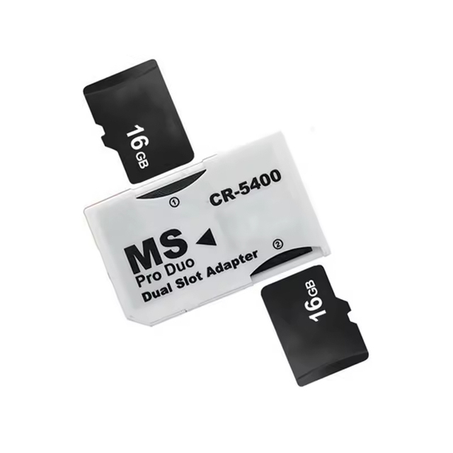 Dual TF Card to MS Memory Stick Adapter For PSP Game Console Memory Card Holder