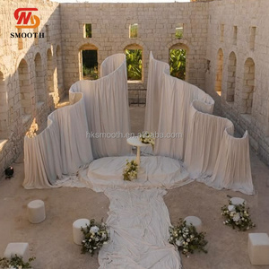 SMOOTH Custom Wedding Wave <b>Frame</b> Metal Arch With Drape Backdrop Decor Chuppah Mandap Backdrop Curtain for Wedding Event Ceremony - Product Image 1