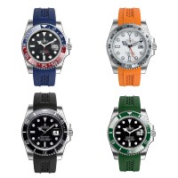 Bracelet en fluororubber respirant de luxe haut de gamme de 20 mm pour montres mécaniques de plongée pour hommes GMT, extrémité incurvée, remplacement