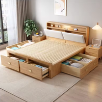 Lit mezzanine en bois massif personnalisable de 1,8 mètre avec tiroirs et double rangement pour chambre à coucher