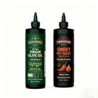 Bouteille de pression en plastique PET noir mat vert foncé pour huile d'olive, distributeur de sauce avec bouchon à vis, 50 ml, 100 ml, 250 ml, 500 ml, 750 ml, 1000 ml