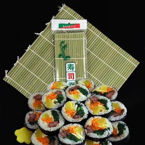 Tapis à rouler en bambou blanc et vert pour <span class=keywords><strong>sushi</strong></span>, de haute qualité, style feuille de bambou, <span class=keywords><strong>masago</strong></span> roe 27cm 24cm - Product Image 6