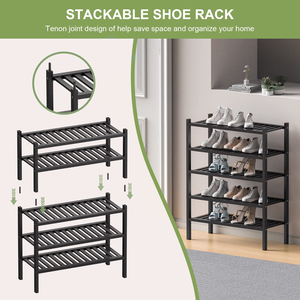 <b>Storage</b> Shelf <b>Shoe</b> Racks Stands Shelves Organizer 3 Tier <b>Shoe</b> Rack Cabinet Bamboo Wooden <b>Shoe</b> Rack Stack for Home - Product Image 3