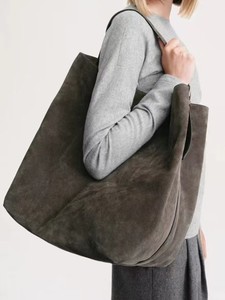 Retro Phong Cách Của Phụ Nữ Da Lộn Buffed Da Bò Xô Túi Da Chính Hãng Công Suất Lớn Giản Dị Vai Túi - Product Image 6