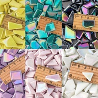 Toptan Düzensiz Yanardöner Geri Dönüştürülmüş Cam Parçaları Toplu DIY Sanat Mozaik El Sanatları Fayansları Ev Dekorasyonu İçin