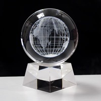 Luxe mondial cristal boule magique carte du monde Globe lumière LED presse-papiers rond pour la décoration de bureau à domicile Vintage cristal artisanat