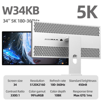 KUYCON W34KB 5K 34 inch 5120*2160 360hz Retina Display Monitor met aluminium verticaal scherm voor desktop fotografie, design & gaming